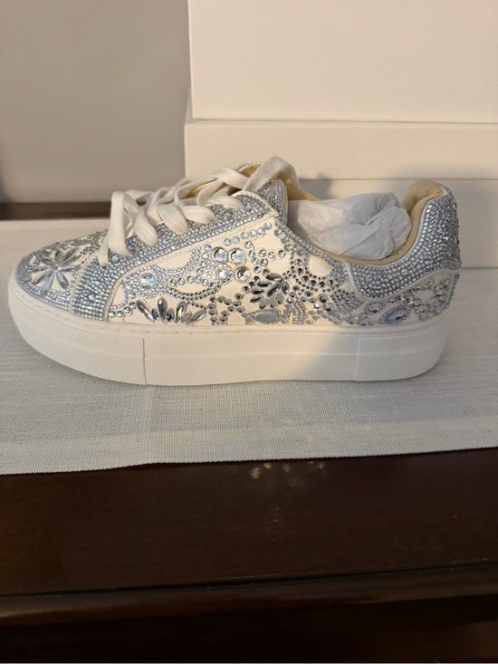 Betsey Johnson Shoes - Betsey Johnson White Crystal Embellished Platform Sneakers